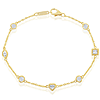 14k Yellow Gold .93 ct tw Multi-shape Diamond Charm Bracelet 7in