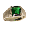 10kt Yellow Gold 6mm Square Synthetic Emerald Ring