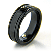 7mm Flat Black Ceramic Ring with Channels