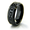 8mm Flat Black Ceramic Beveled Edge Ring Knot Design
