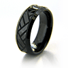 Black Ceramic Ring Volley Design with Beveled Edges 8mm