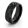 8mm Domed Black Ceramic Ring with Pattern Design