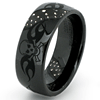 Black Ceramic 8mm Domed Ring with Skull Design