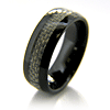 Black Ceramic 8mm Ring with Gray Carbon Fiber Inlay