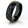 8mm Domed Black Ceramic Ring with Braid Design