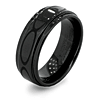 Black Ceramic 8mm Oval Design Ring with Flat Grooved Edges