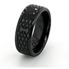 8mm Flat Black Ceramic Rounded Edge Ring Weave Design