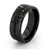 Black Ceramic 8mm Flat Ring Barbwire Design