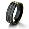 8mm Flat Black Ceramic Ring with Two Carbon Fiber Inlays