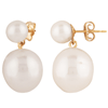 14k Yellow Gold Round and Baroque Freshwater Cultured Pearl Drop Earrings