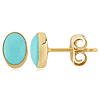 14k Yellow Gold Oval Turquoise Stud Bezel Earrings