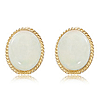 14k Yellow Gold Opal Bezel Set Stud Earrings with Gallery Design
