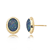 14k Yellow Gold Opal Triplet Bezel Set Stud Earrings