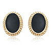 14k Yellow Gold Onyx Bezel Set Stud Earrings with Gallery Design