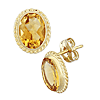 14k Yellow Gold Citrine Bezel Set Stud Earrings with Gallery Design