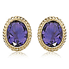 14k Yellow Gold Amethyst Bezel Set Stud Earrings with Gallery Design