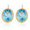 14k Yellow Gold 7.2 ct tw Oval Blue Topaz Lever Back Earrings