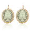 14k Yellow Gold Oval Prasiolite Lever Back Earrings