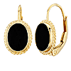 14k Yellow Gold Oval Onyx Lever Back Earrings