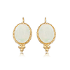 14k Yellow Gold Oval Opal Lever Back Earrings with Ball Accents