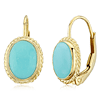 14k Yellow Gold Oval Turquoise Lever Back Earrings