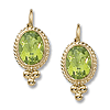 14k Yellow Gold Oval Peridot Lever Back Earrings with Ball Accents