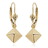 14k Yellow Gold Pyramid Lever Back Earrings