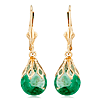 14k Yellow Gold Crushed Emerald Leverback Drop Earrings