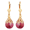 14k Yellow Gold Crushed Ruby Leverback Drop Earrings
