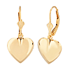 14k Yellow Gold Classic Heart Leverback Earrings