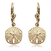 14k Yellow Gold Classic Sand Dollar Lever Back Earrings