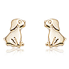 14k Yellow Gold Dog Stud Earrings