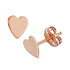 14k Rose Gold Slender Heart Earrings with Polished Finish