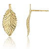14k Yellow Gold Curved Leaf Stud Earrings