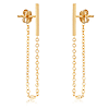 14k Yellow Gold Bar and Chain Front To Back Post Earrings