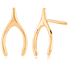 14k Yellow Gold Wishbone Stud Earrings