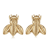 14k Yellow Gold Textured Bumble Bee Stud Earrings