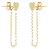 14k Yellow Gold Front to Back Heart Chain Drop Earrings
