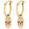 14k Yellow Gold Skull Hoop Earrings