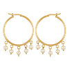14k Yellow Gold Hoop Earrings with Dangling Freshwater Cultured Pearls