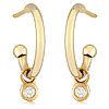 14k Yellow Gold .06 ct tw Diamond C Hoop Earrings 