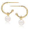 14k Yellow Gold 6mm Cultured Freshwater Pearl C Hoop Earrings