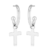 14k White Gold C Hoop Dangle Cross Earrings