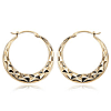 14k Yellow Gold Diamond-cut Hoop Earrings 7/8in