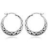 14k White Gold Diamond-cut Hoop Earrings 7/8in