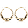 14k Yellow Gold Diamond-cut Hoop Earrings 1in