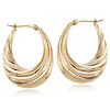 14k Yellow Gold Deep Swirls Hoop Earrings 1in