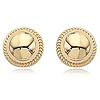 14k Yellow Gold Domed Button Earrings with Textured Border