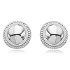 14k White Gold Domed Button Earrings with Textured Border