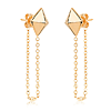 14k Yellow Gold Pyramid Front To Back Post Earrings